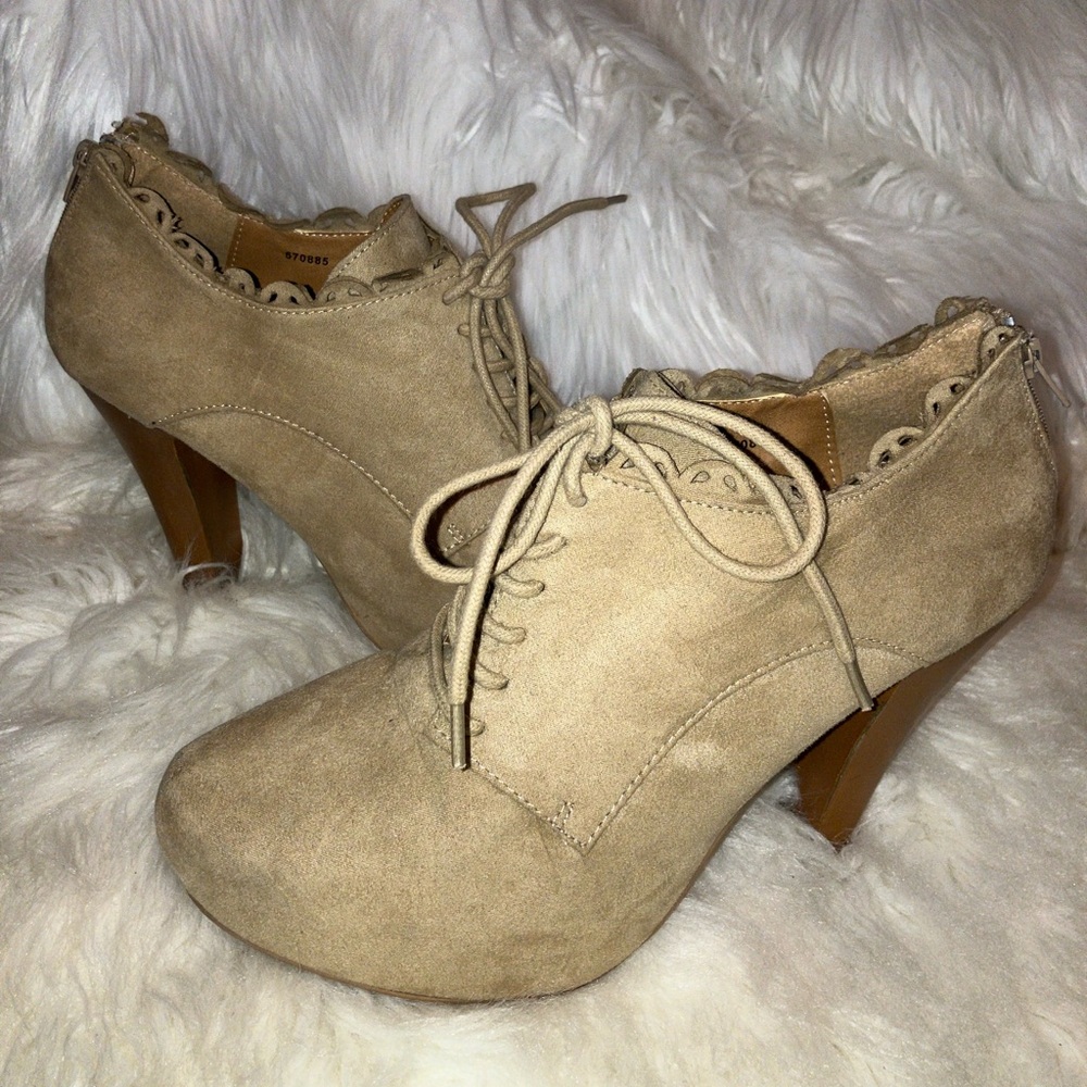 Charlotte Russe Suede Lace Up Heel Boots
